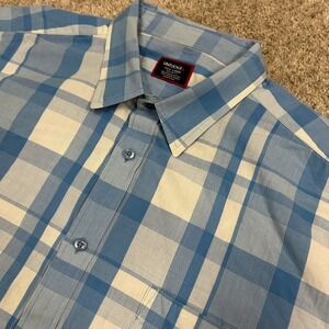 UNTUCKit Button Down Shirt XXXL Blue Plaid Organic Cotton Tencel Regular Fit